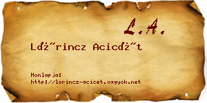 Lőrincz Acicét névjegykártya